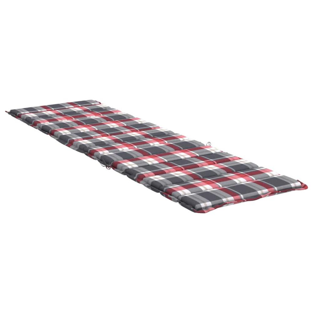 Sun Lounger Cushion Red Check Pattern 78.7"x27.6"x1.2" Fabric. Picture 3