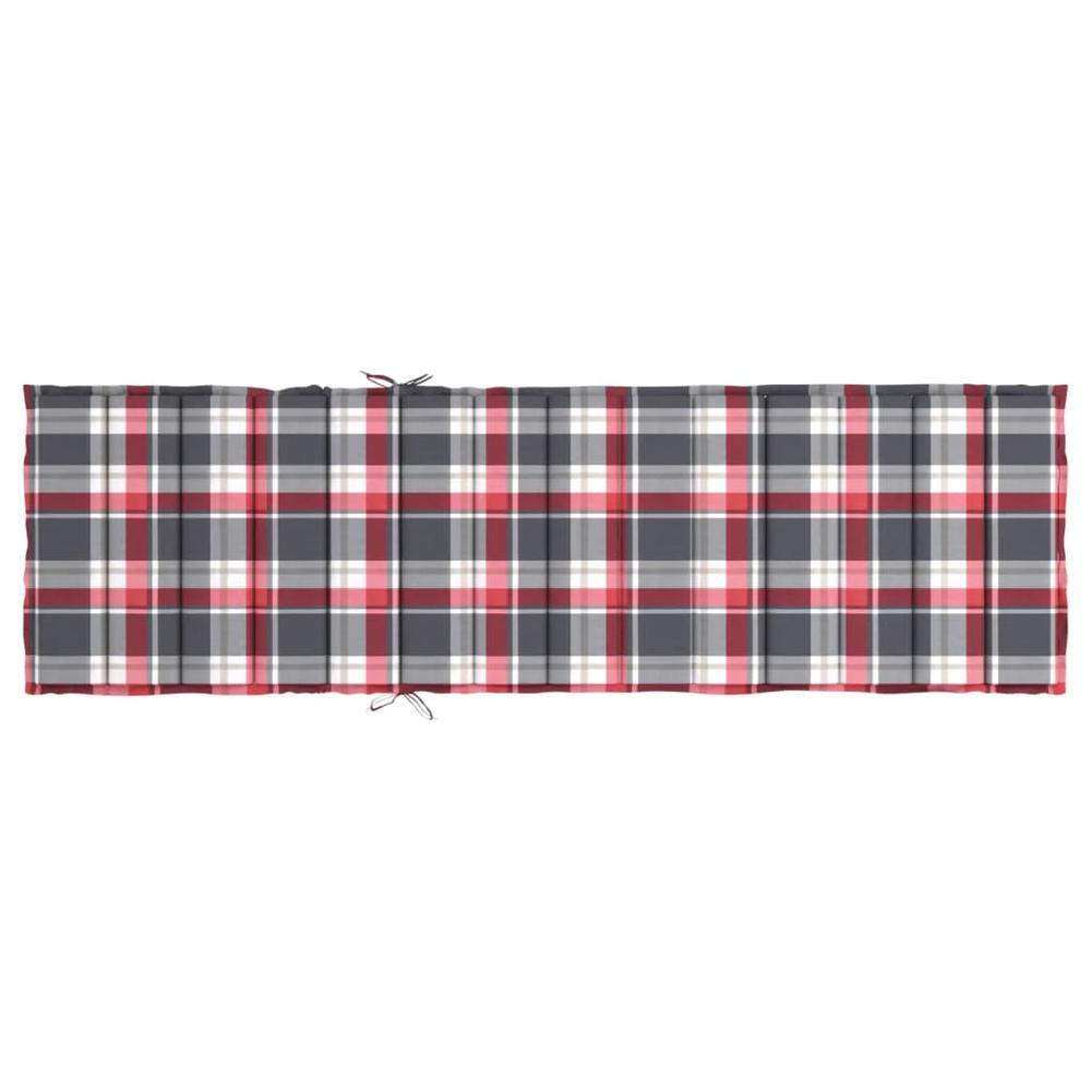 Sun Lounger Cushion Red Check Pattern 78.7"x27.6"x1.2" Fabric. Picture 4