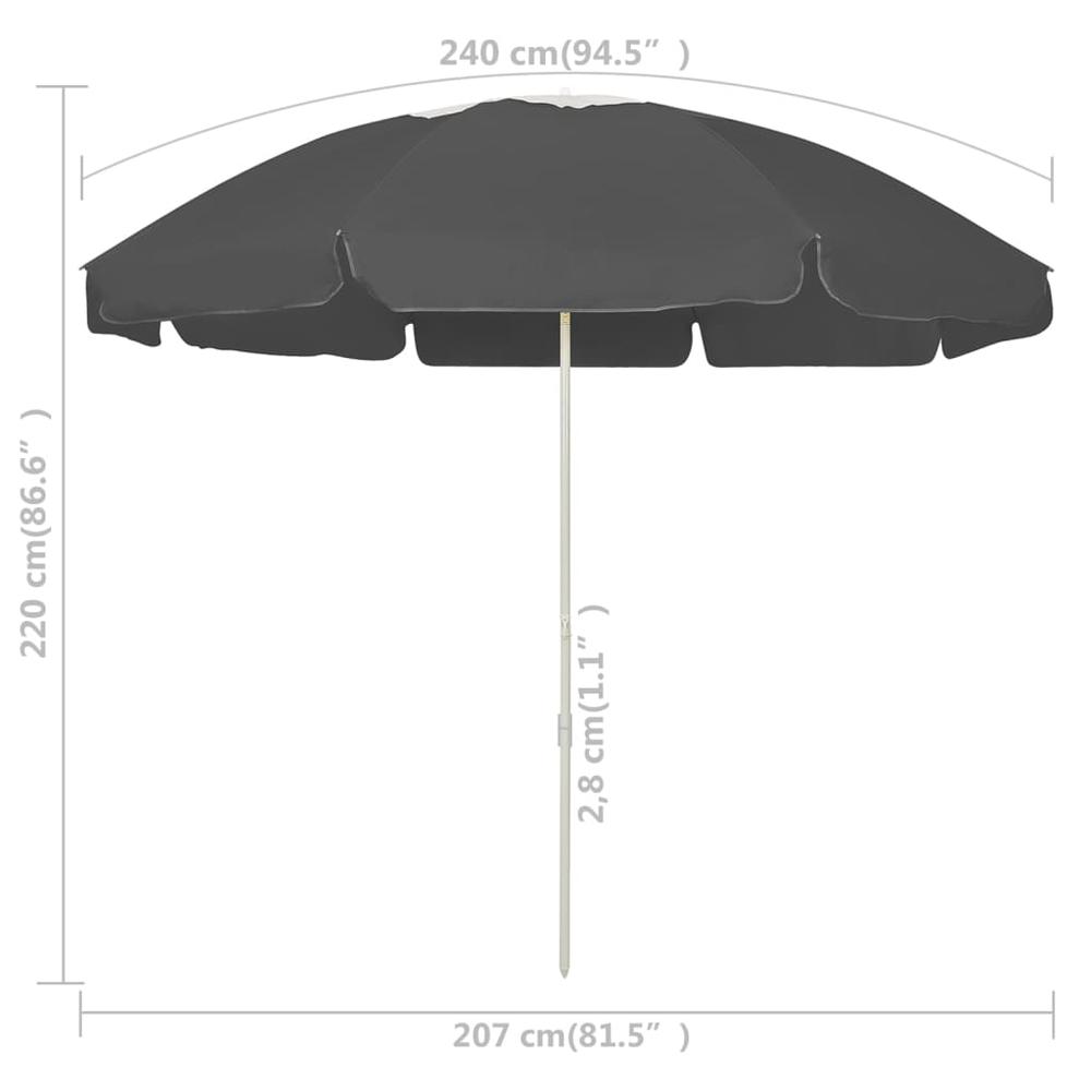 Beach Umbrella Anthracite 94.5". Picture 5