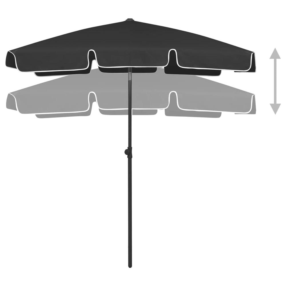 vidaXL Beach Umbrella Black 70.9"x47.2" 4725. Picture 5