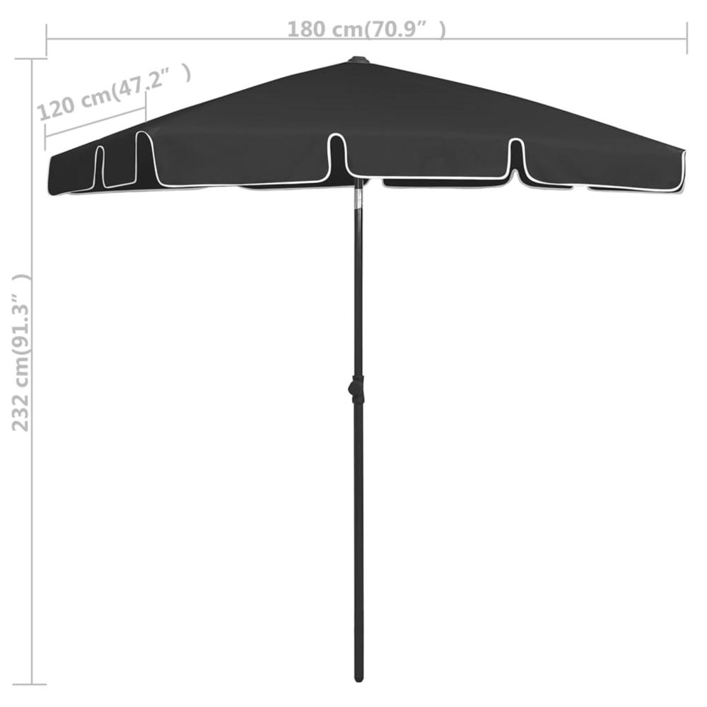 vidaXL Beach Umbrella Black 70.9"x47.2" 4725. Picture 8