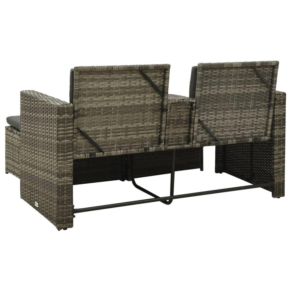 vidaXL 3 Piece Patio Lounge Set with Cushions Poly Rattan Gray, 313128. Picture 5