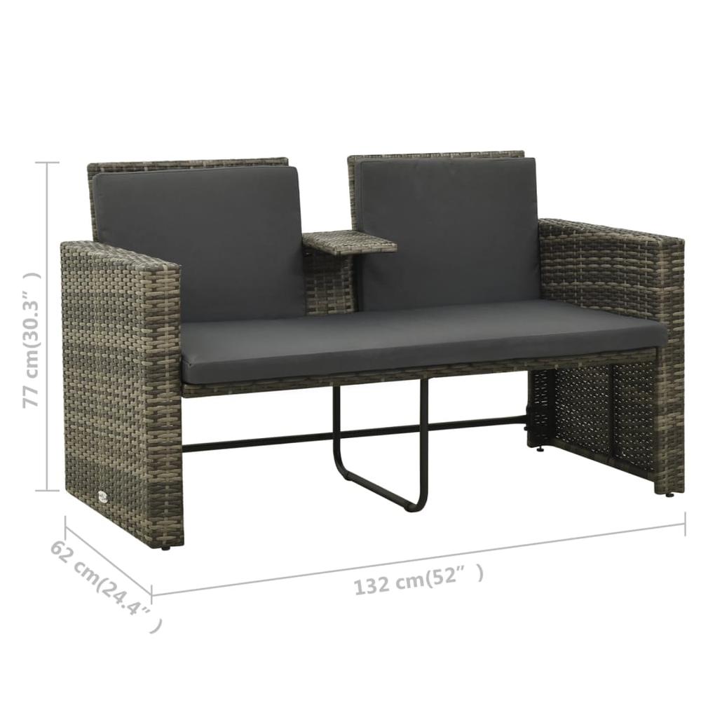 vidaXL 3 Piece Patio Lounge Set with Cushions Poly Rattan Gray, 313128. Picture 9