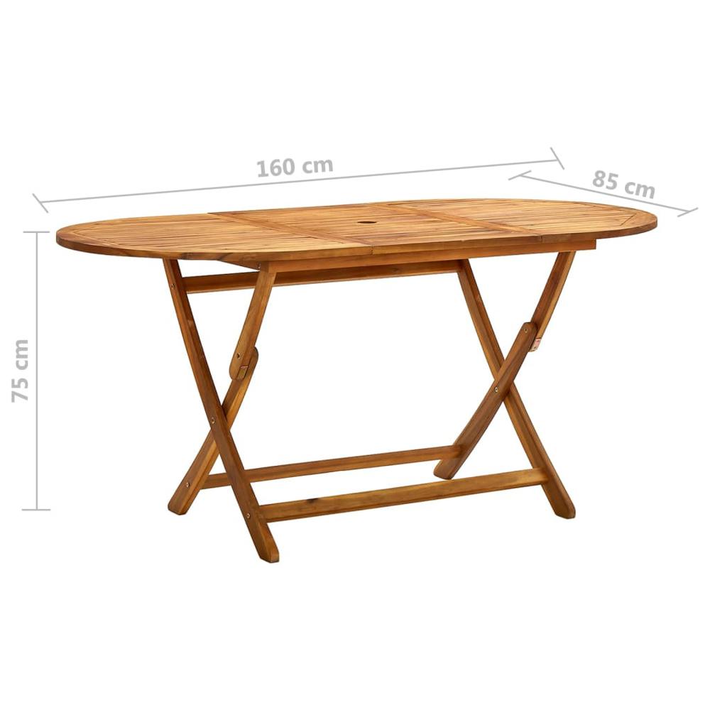Folding Patio Table 63"x33.5"x29.5" Solid Wood Acacia. Picture 6