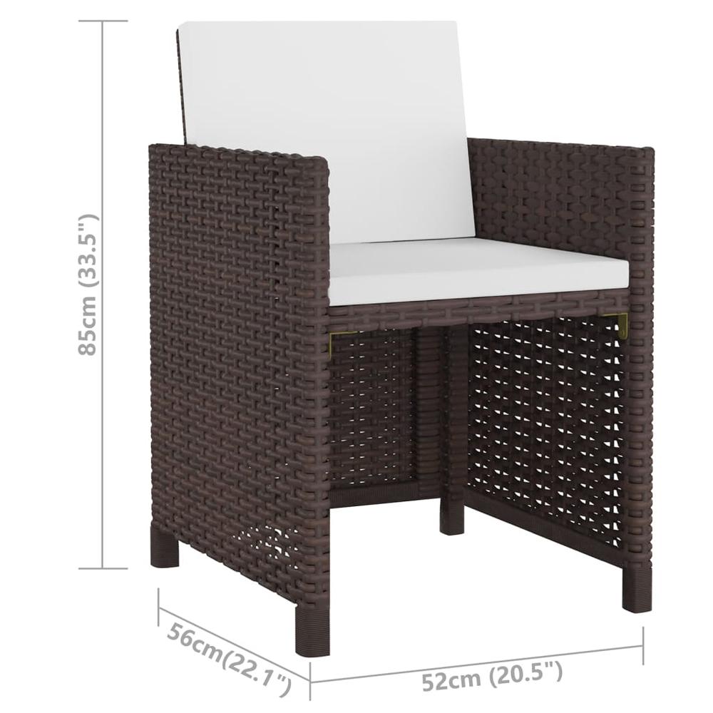 vidaXL 9 Piece Patio Dining Set with Cushions Poly Rattan Brown, 313646. Picture 8