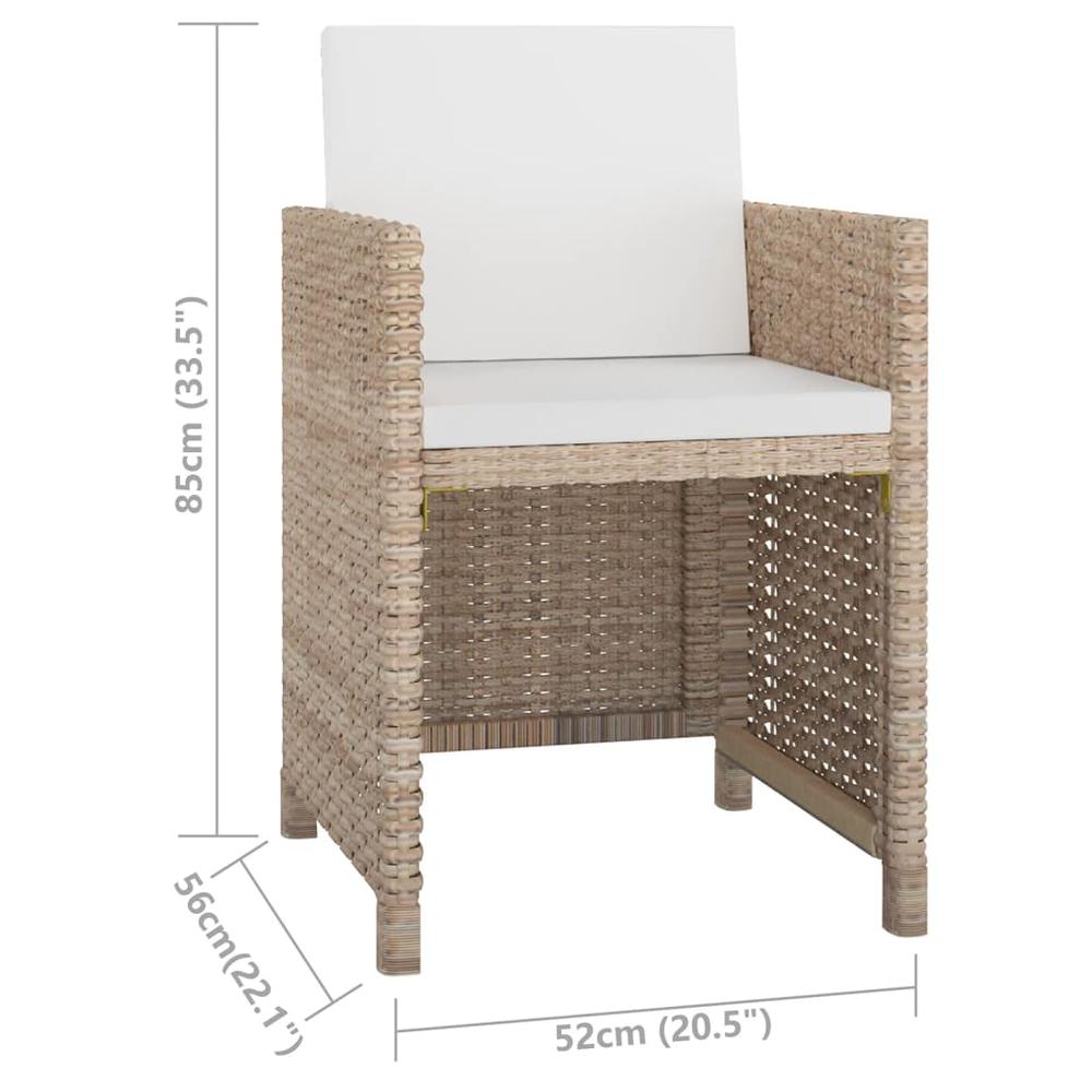 vidaXL 11 Piece Patio Dining Set with Cushions Poly Rattan Beige. Picture 8