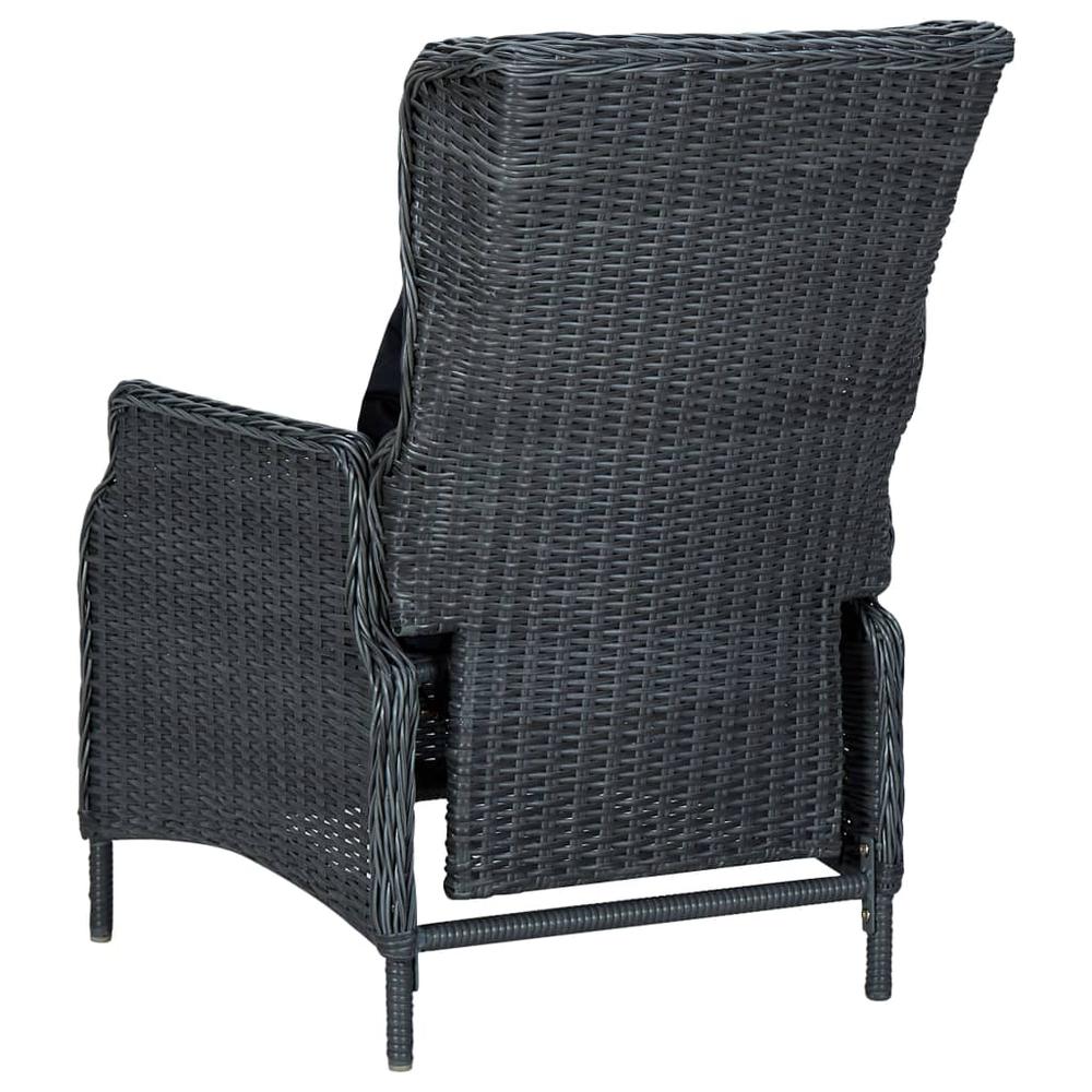 vidaXL Reclining Garden Chair with Cushions Poly Rattan Dark Gray 3300. Picture 5
