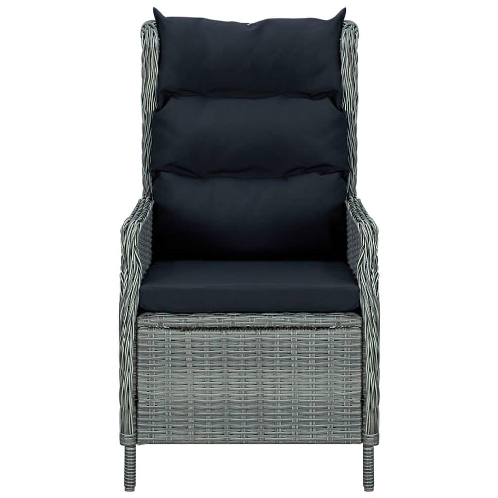vidaXL Reclining Garden Chair with Cushions Poly Rattan Light Gray, 313301. Picture 2
