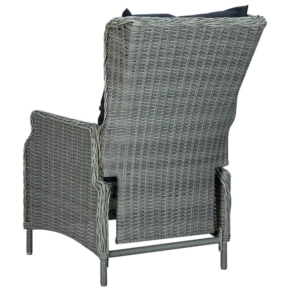 vidaXL Reclining Garden Chair with Cushions Poly Rattan Light Gray, 313301. Picture 5