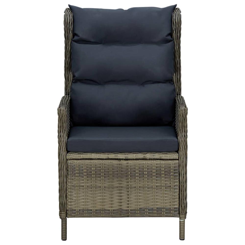 vidaXL Reclining Garden Chair with Cushions Poly Rattan Brown, 313302. Picture 2
