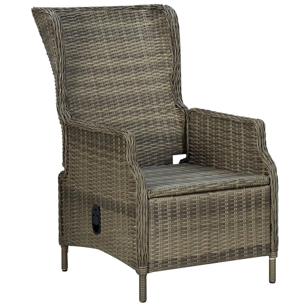 vidaXL Reclining Garden Chair with Cushions Poly Rattan Brown, 313302. Picture 3