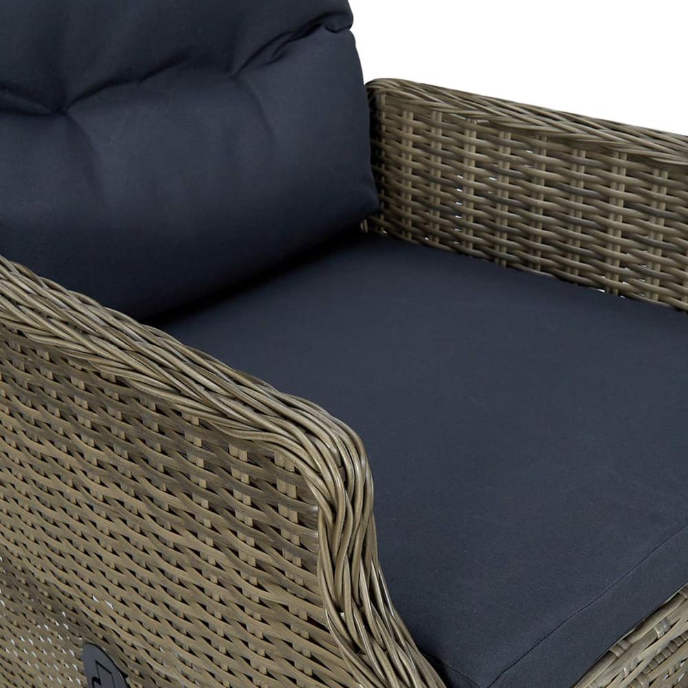 vidaXL Reclining Garden Chair with Cushions Poly Rattan Brown, 313302. Picture 7