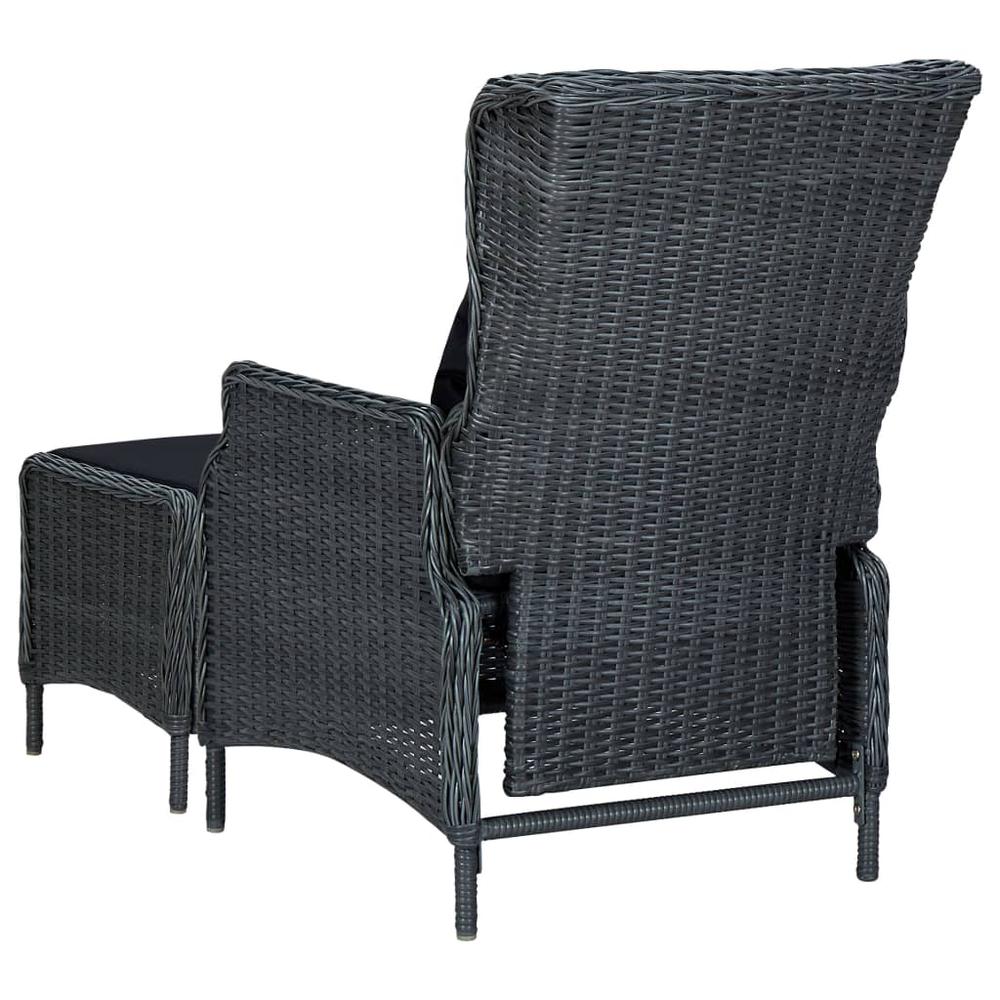 vidaXL Reclining Garden Chair with Footstool Poly Rattan Dark Gray, 313303. Picture 5