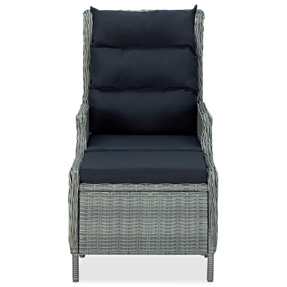 vidaXL Reclining Garden Chair with Footstool Poly Rattan Light Gray, 313304. Picture 2