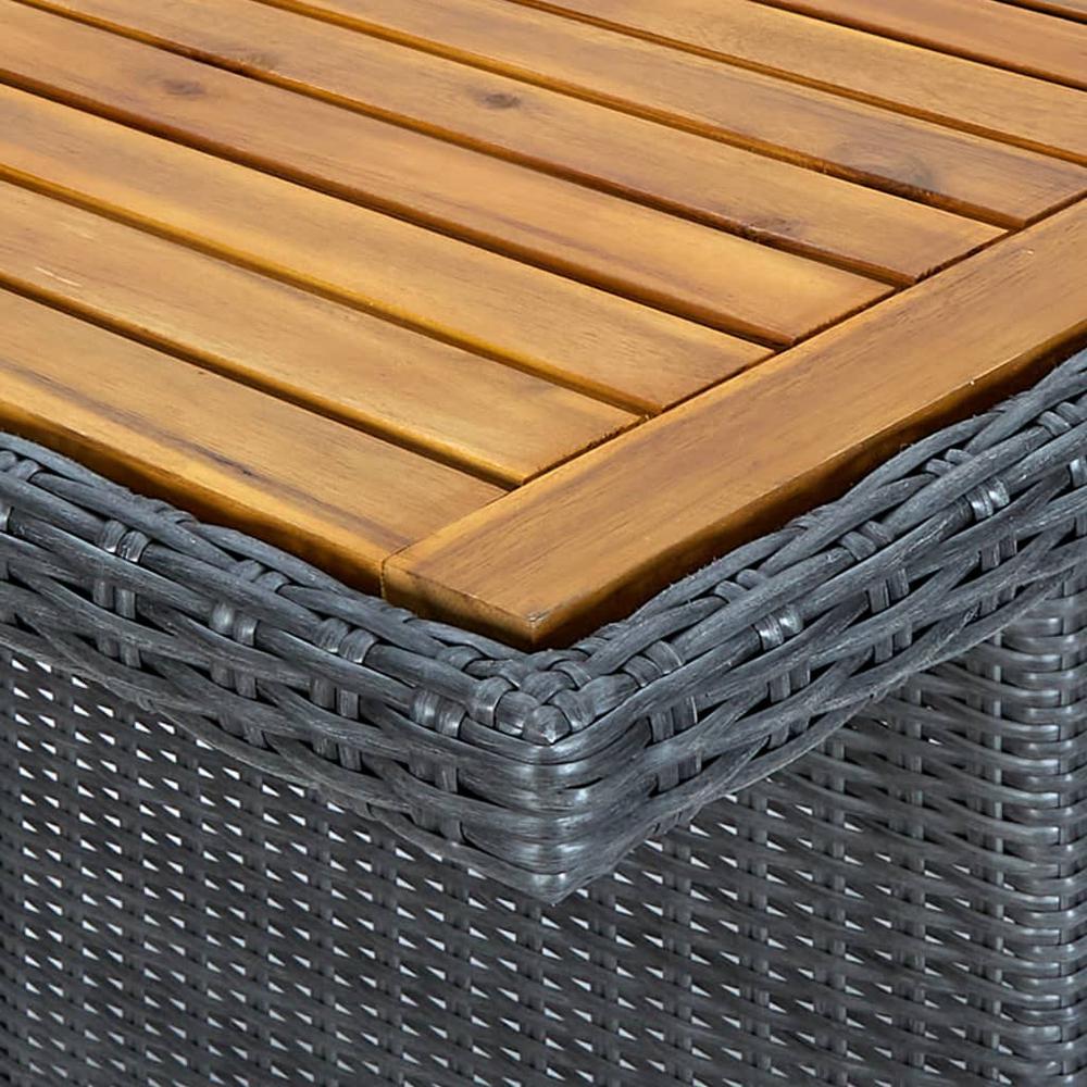 vidaXL Garden Table Dark Gray Poly Rattan and Solid Acacia Wood, 313310. Picture 2