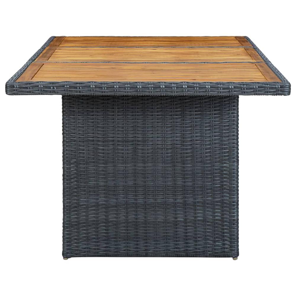 vidaXL Garden Table Dark Gray Poly Rattan and Solid Acacia Wood, 313310. Picture 4