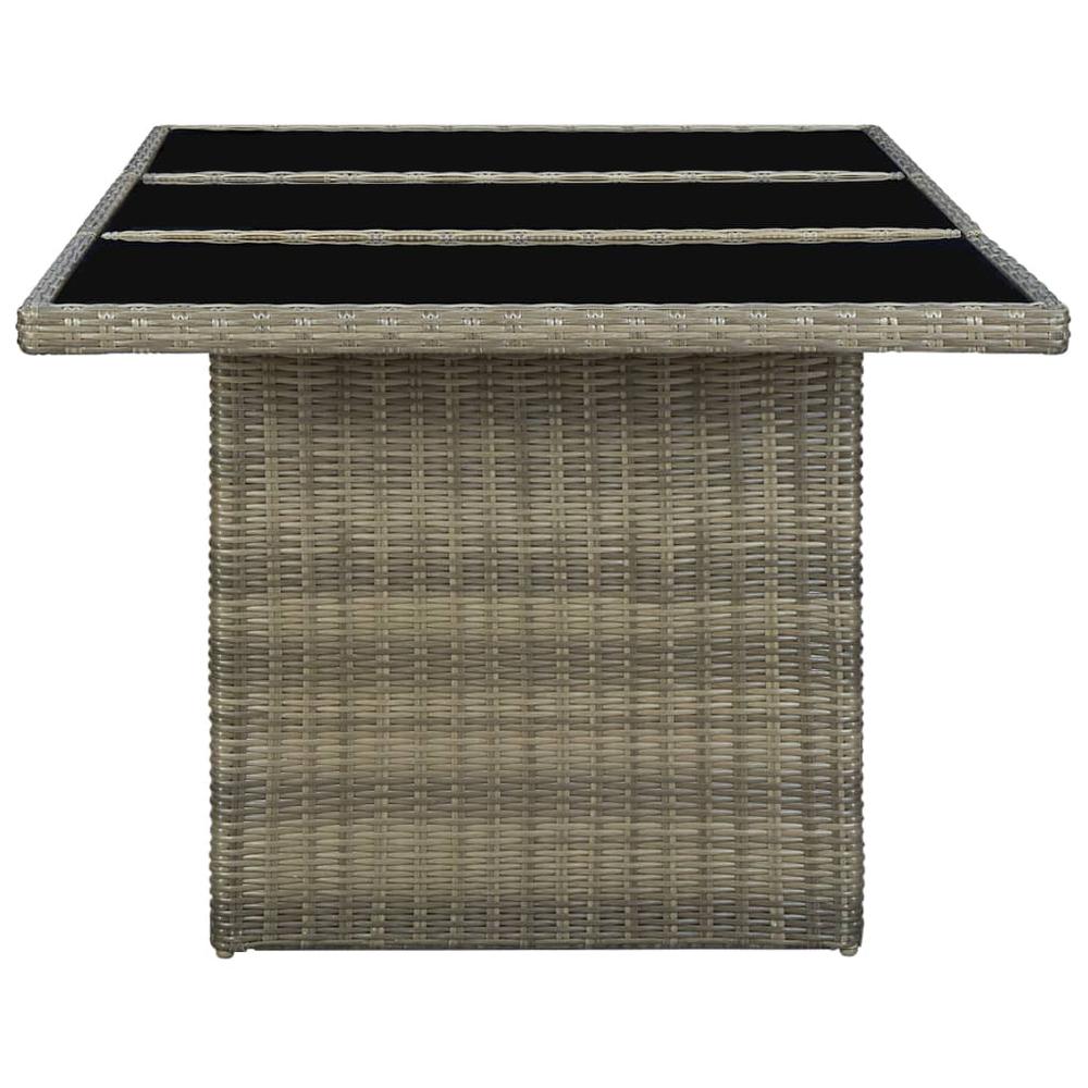 vidaXL Garden Table Brown Poly Rattan and Tempered Glass, 313313. Picture 4