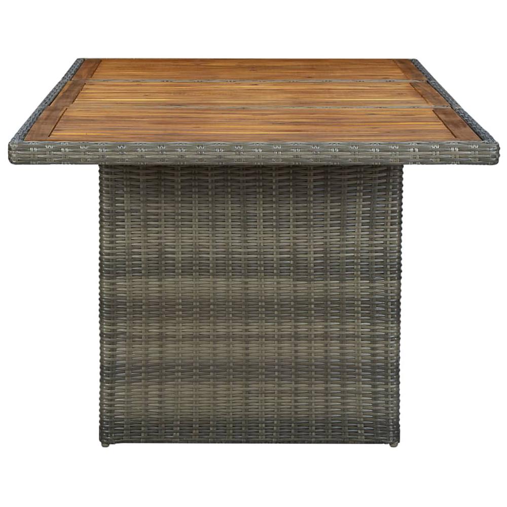 vidaXL Garden Table Brown Poly Rattan and Solid Acacia Wood, 313314. Picture 4