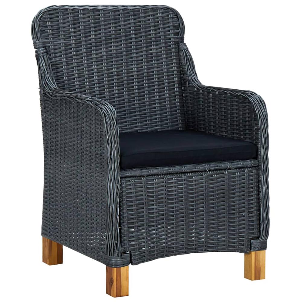 vidaXL Garden Chairs with Cushions 2 pcs Poly Rattan Dark Gray, 313315. Picture 2