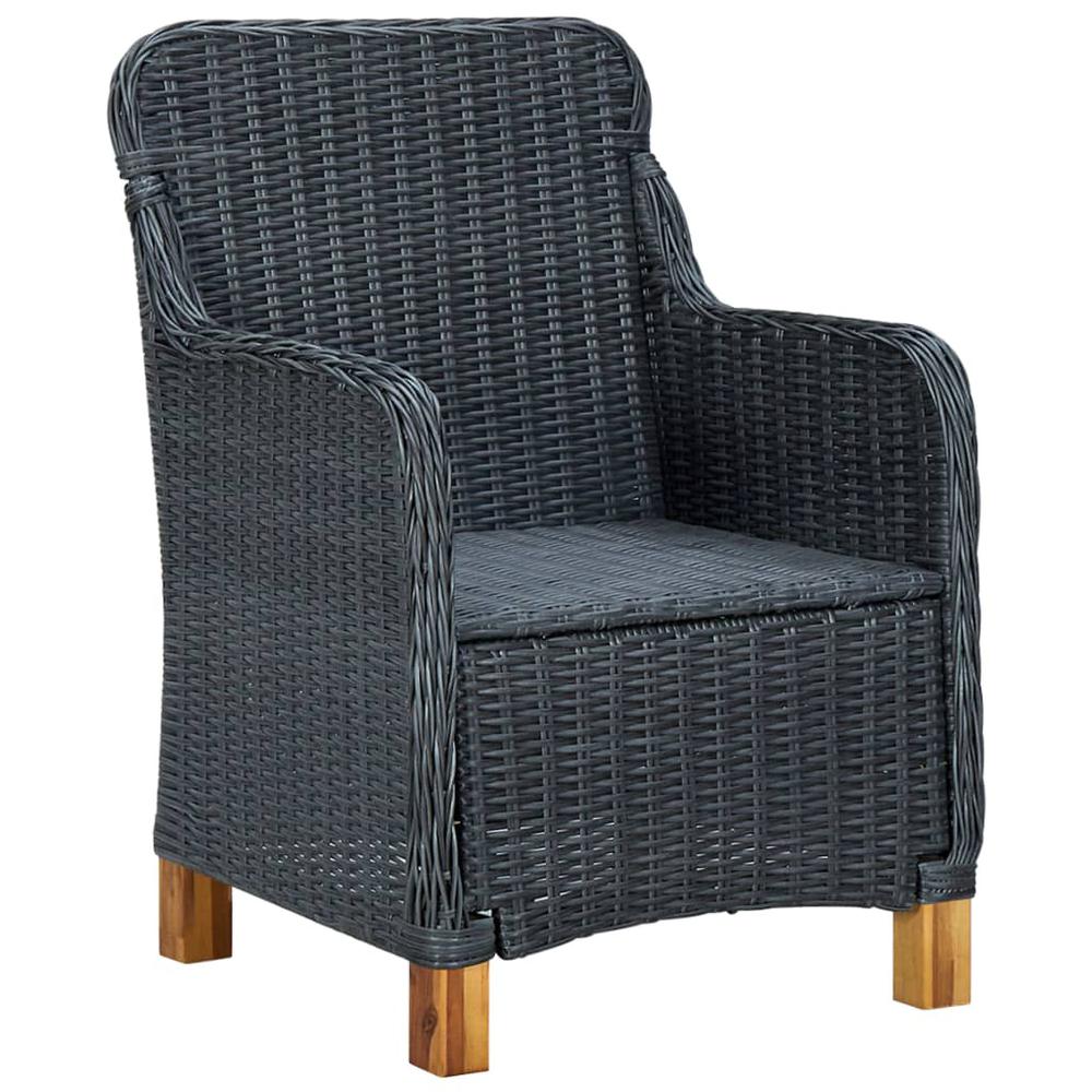 vidaXL Garden Chairs with Cushions 2 pcs Poly Rattan Dark Gray, 313315. Picture 3