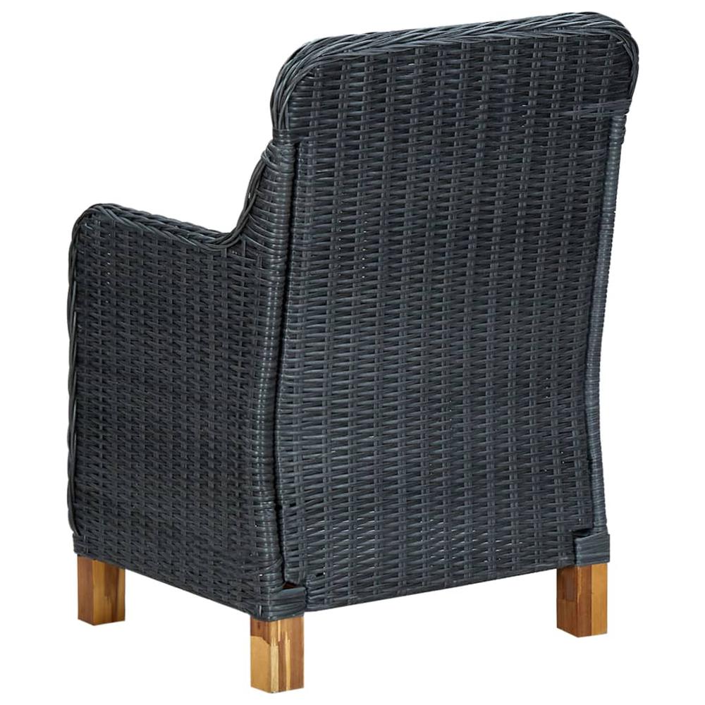 vidaXL Garden Chairs with Cushions 2 pcs Poly Rattan Dark Gray, 313315. Picture 6