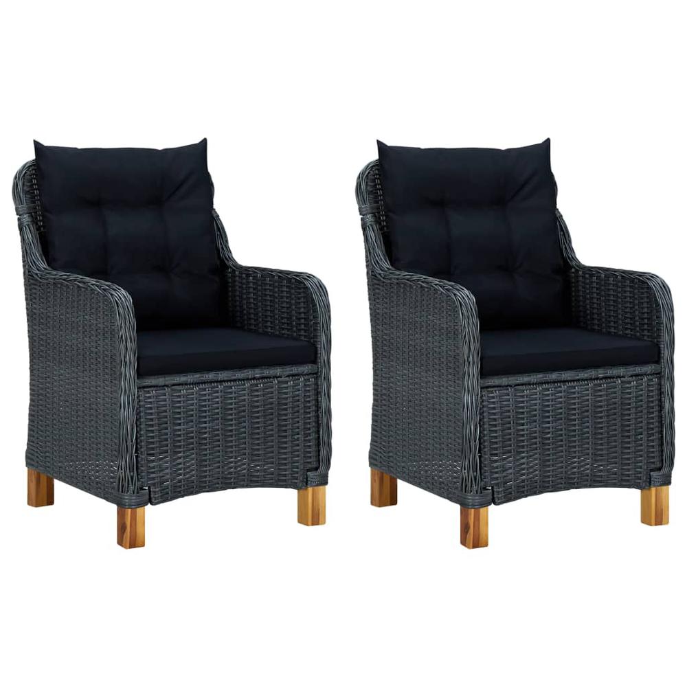 vidaXL Garden Chairs with Cushions 2 pcs Poly Rattan Dark Gray, 313316. Picture 1