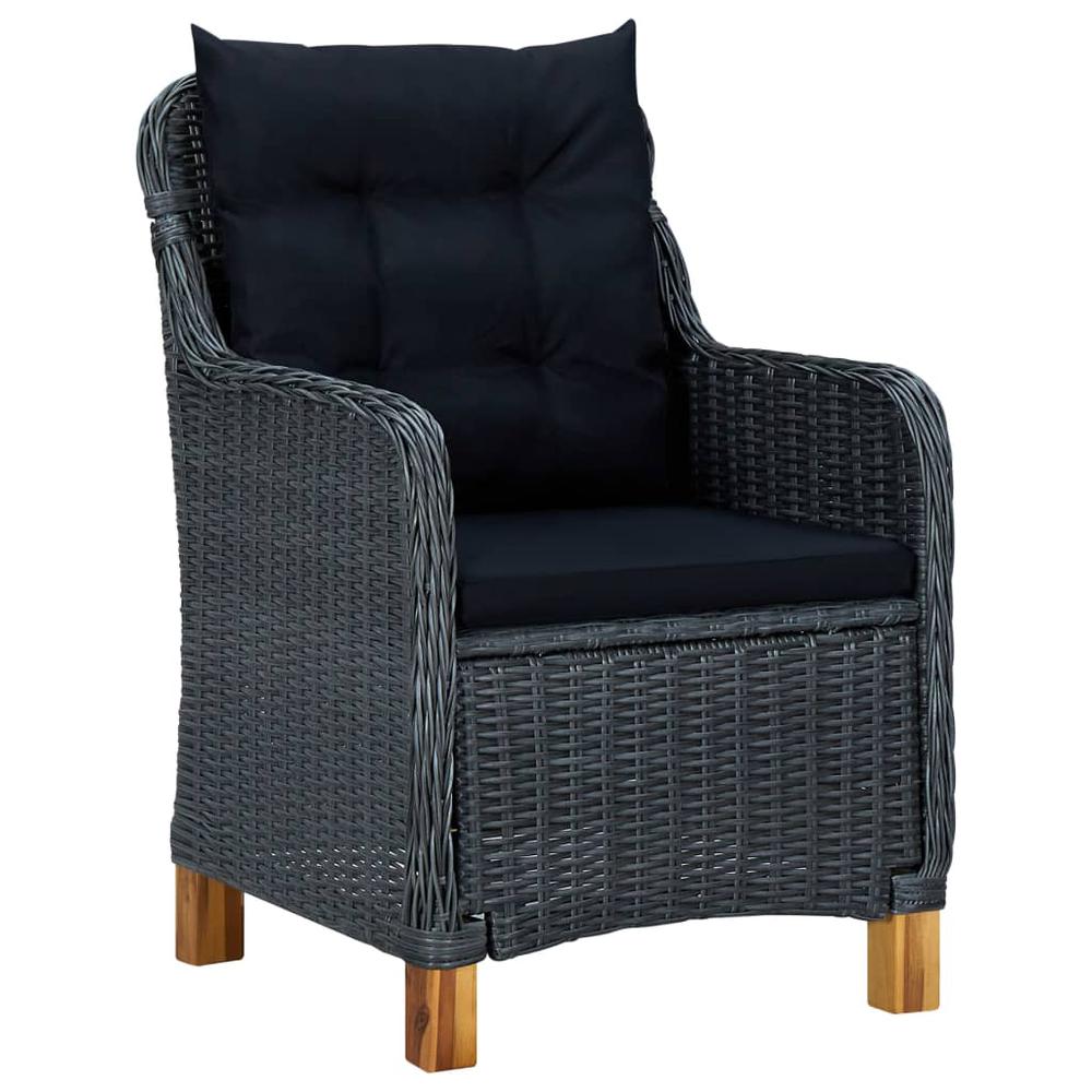 vidaXL Garden Chairs with Cushions 2 pcs Poly Rattan Dark Gray, 313316. Picture 2
