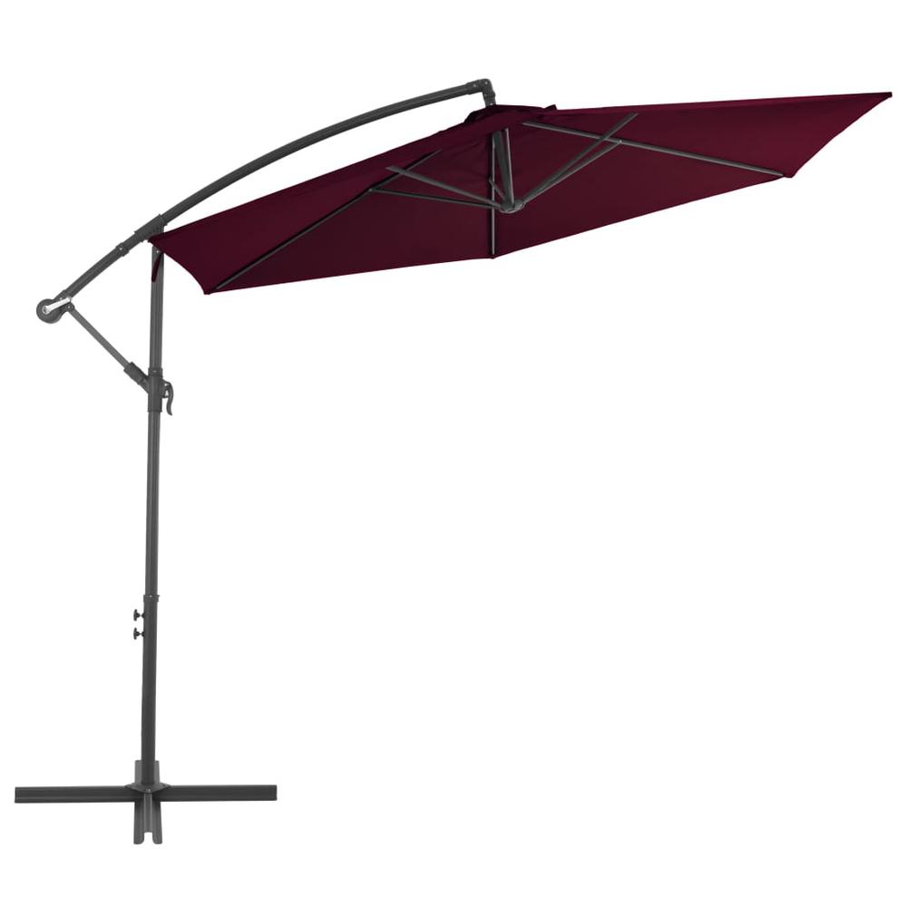 Cantilever Umbrella with Aluminum Pole Bordeaux Red 118.1". Picture 1