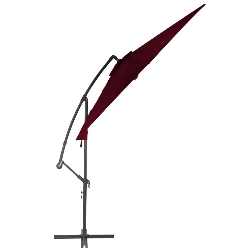 Cantilever Umbrella with Aluminum Pole Bordeaux Red 118.1". Picture 2