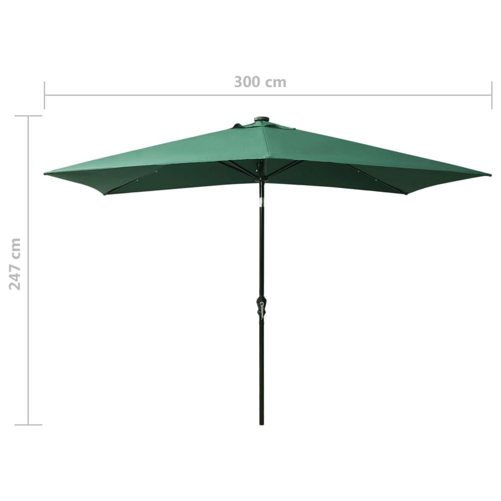 Parasol with LEDs and Steel Pole Green 6.6'x9.8'. Picture 10