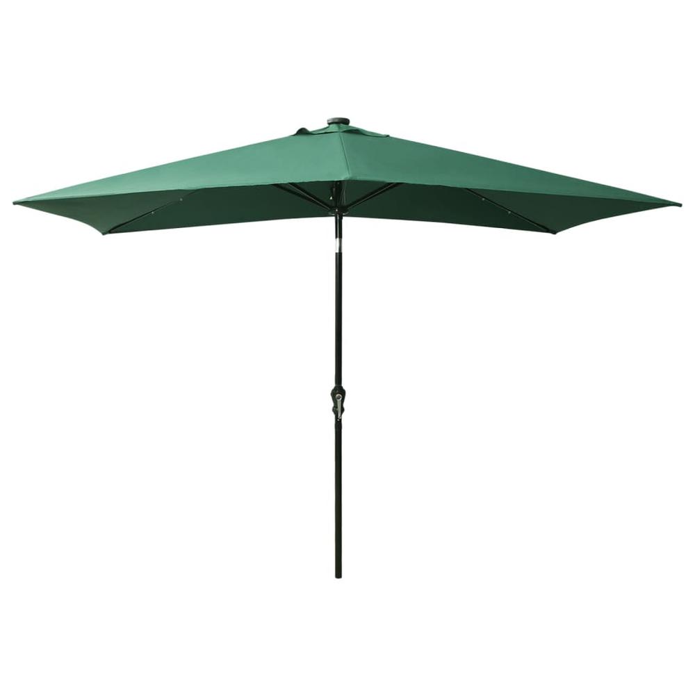 Parasol with LEDs and Steel Pole Green 6.6'x9.8'. Picture 2
