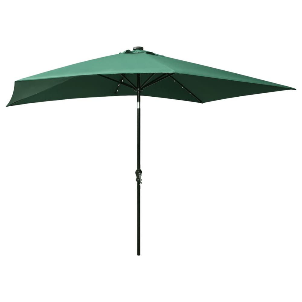 Parasol with LEDs and Steel Pole Green 6.6'x9.8'. Picture 3