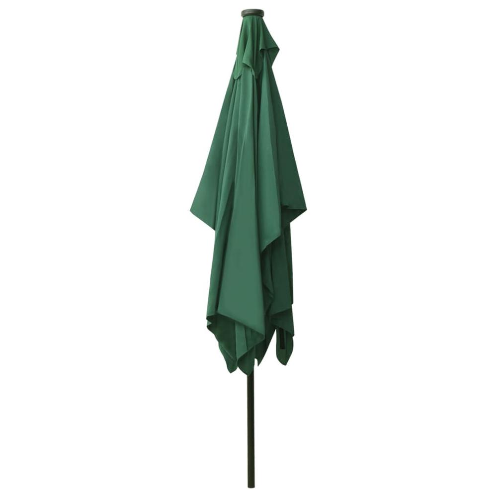 Parasol with LEDs and Steel Pole Green 6.6'x9.8'. Picture 5