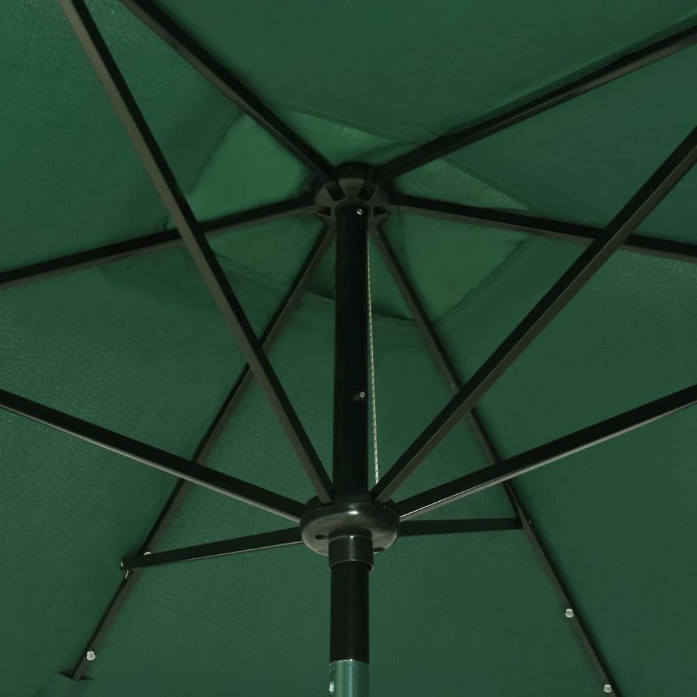 Parasol with LEDs and Steel Pole Green 6.6'x9.8'. Picture 8