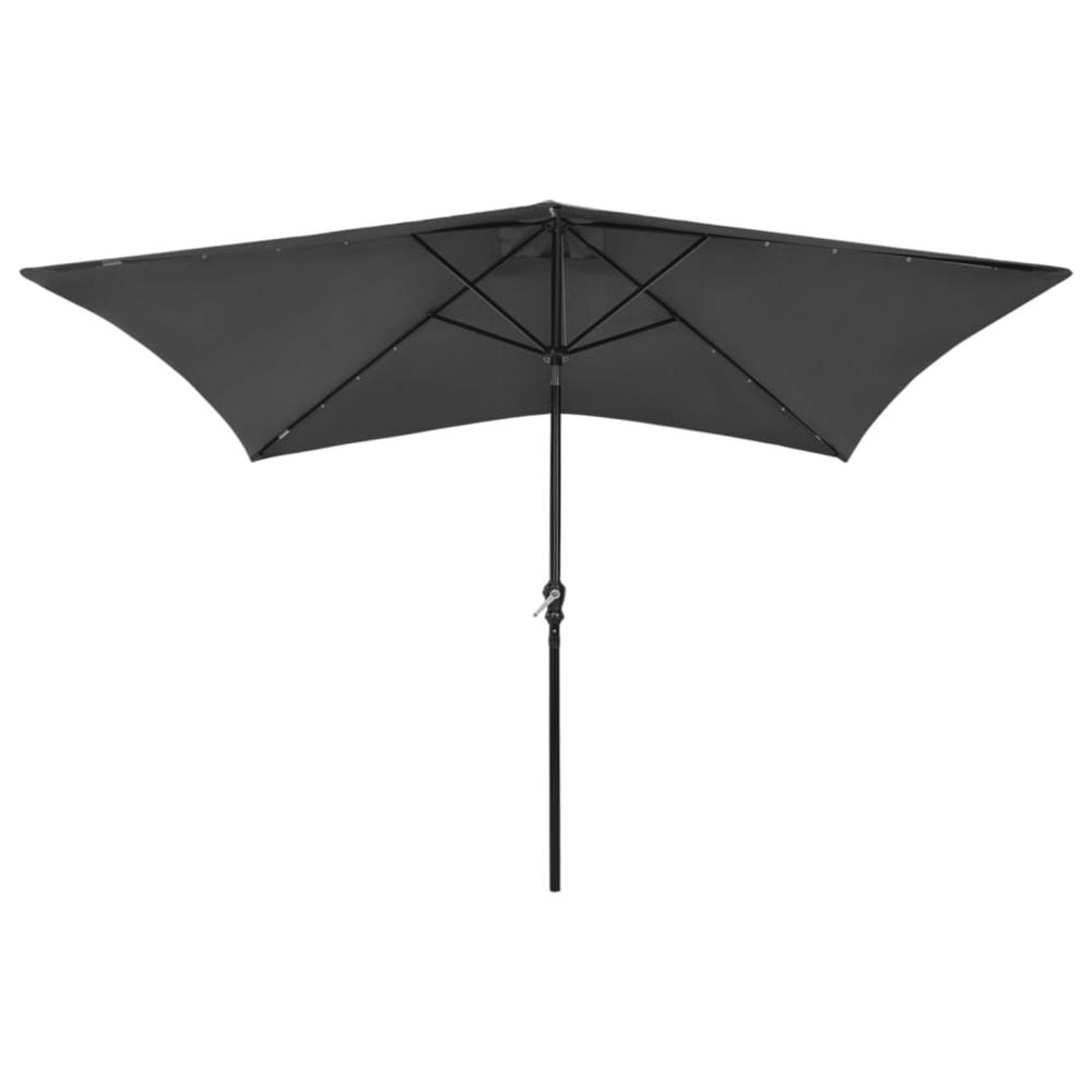 Parasol with LEDs and Steel Pole Anthracite 6.6'x9.8'. Picture 1