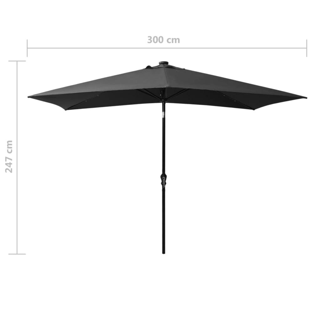 Parasol with LEDs and Steel Pole Anthracite 6.6'x9.8'. Picture 10