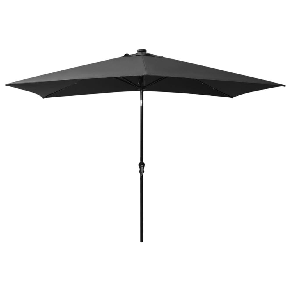 Parasol with LEDs and Steel Pole Anthracite 6.6'x9.8'. Picture 2