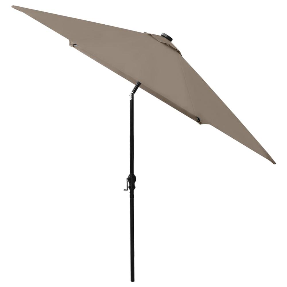 Parasol with LEDs and Steel Pole Taupe 6.6'x9.8'. Picture 4
