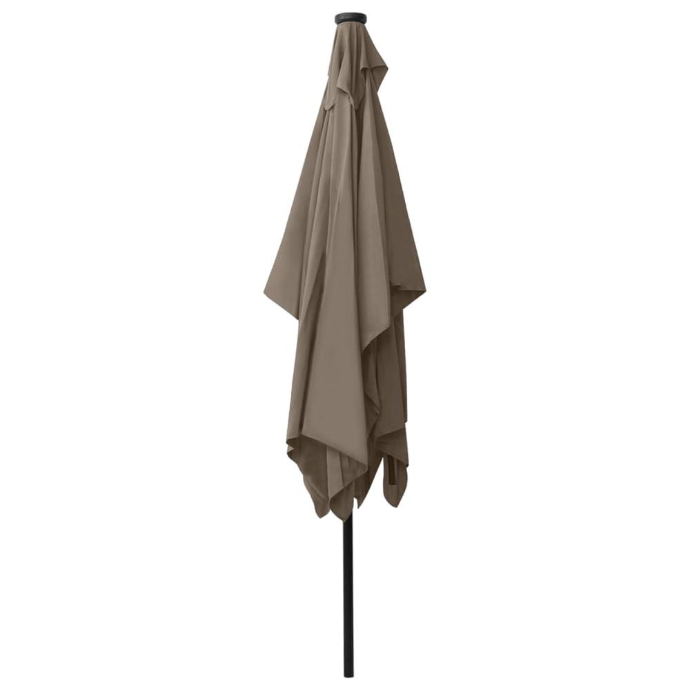 Parasol with LEDs and Steel Pole Taupe 6.6'x9.8'. Picture 5