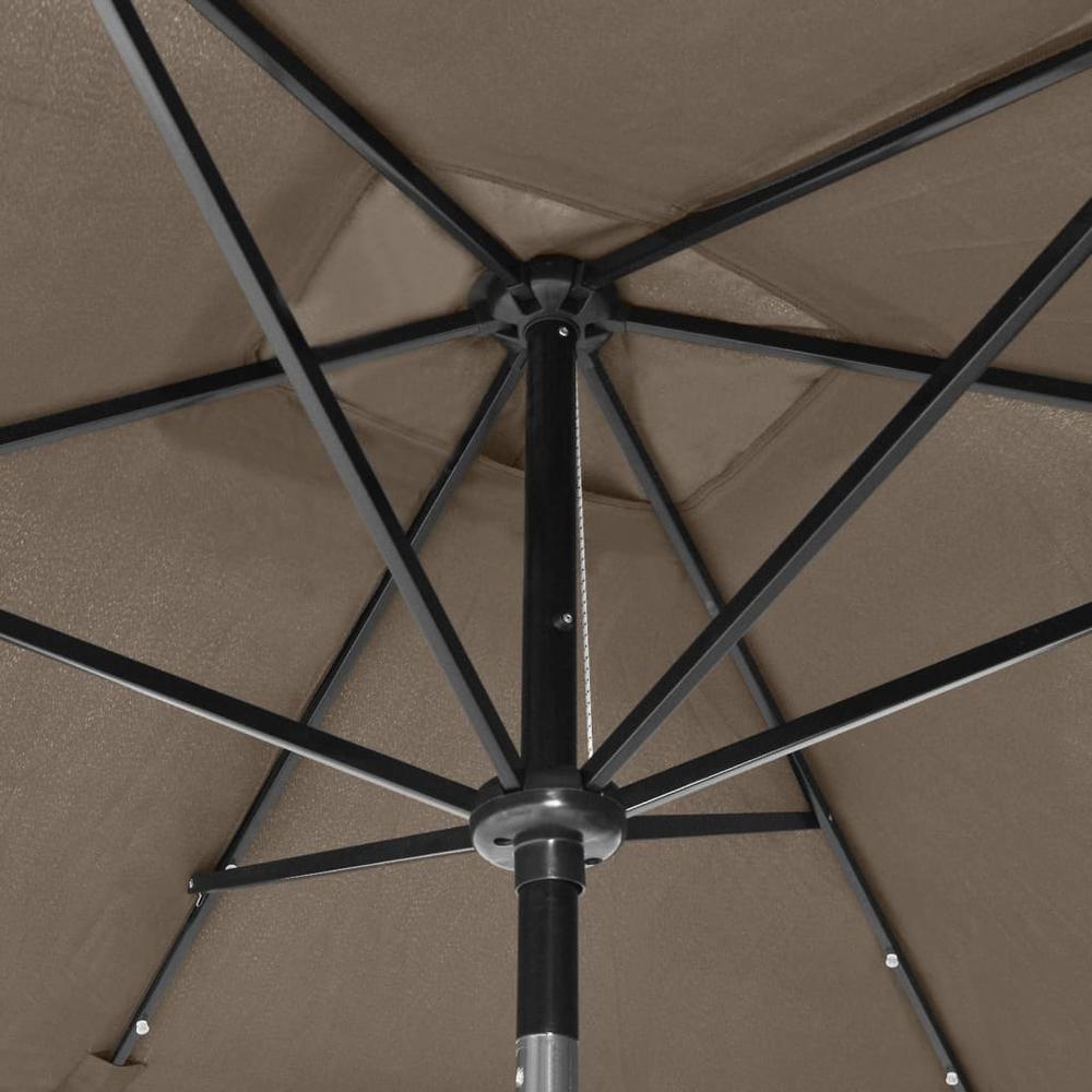 Parasol with LEDs and Steel Pole Taupe 6.6'x9.8'. Picture 8