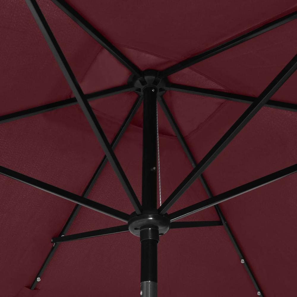 Parasol with LEDs and Steel Pole Bordeaux Red 6.6'x9.8'. Picture 8