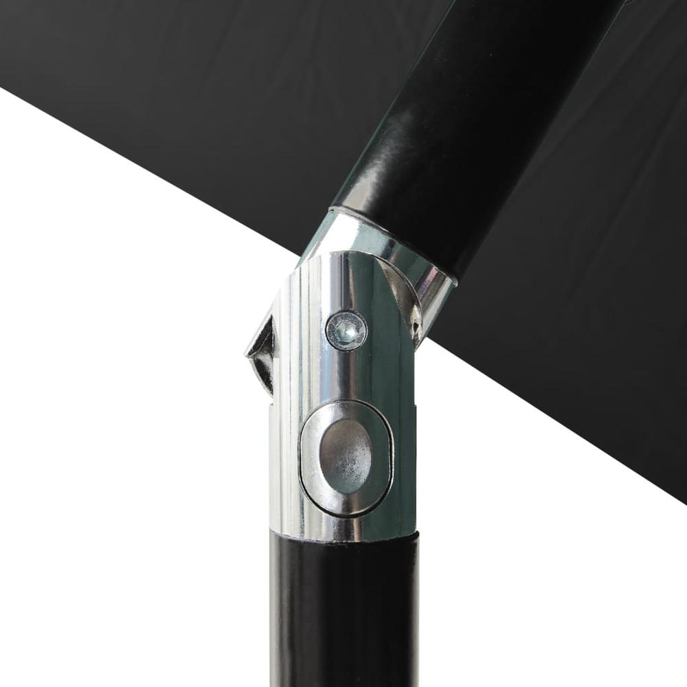 vidaXL Parasol with LEDs and Steel Pole Black 6.6'x9.8'. Picture 7