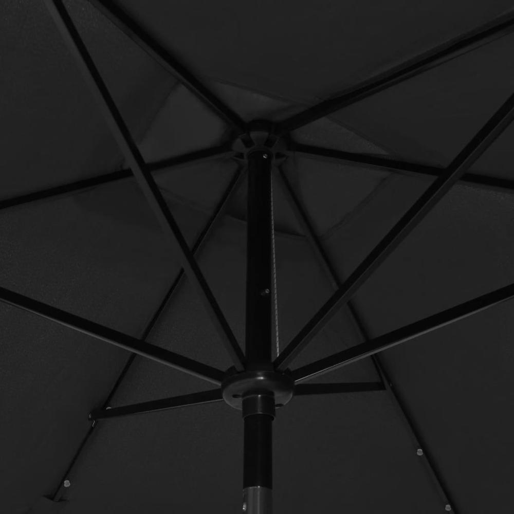 vidaXL Parasol with LEDs and Steel Pole Black 6.6'x9.8'. Picture 9