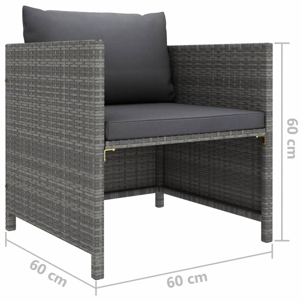 vidaXL Patio Sofa with Cushions Gray Poly Rattan. Picture 5