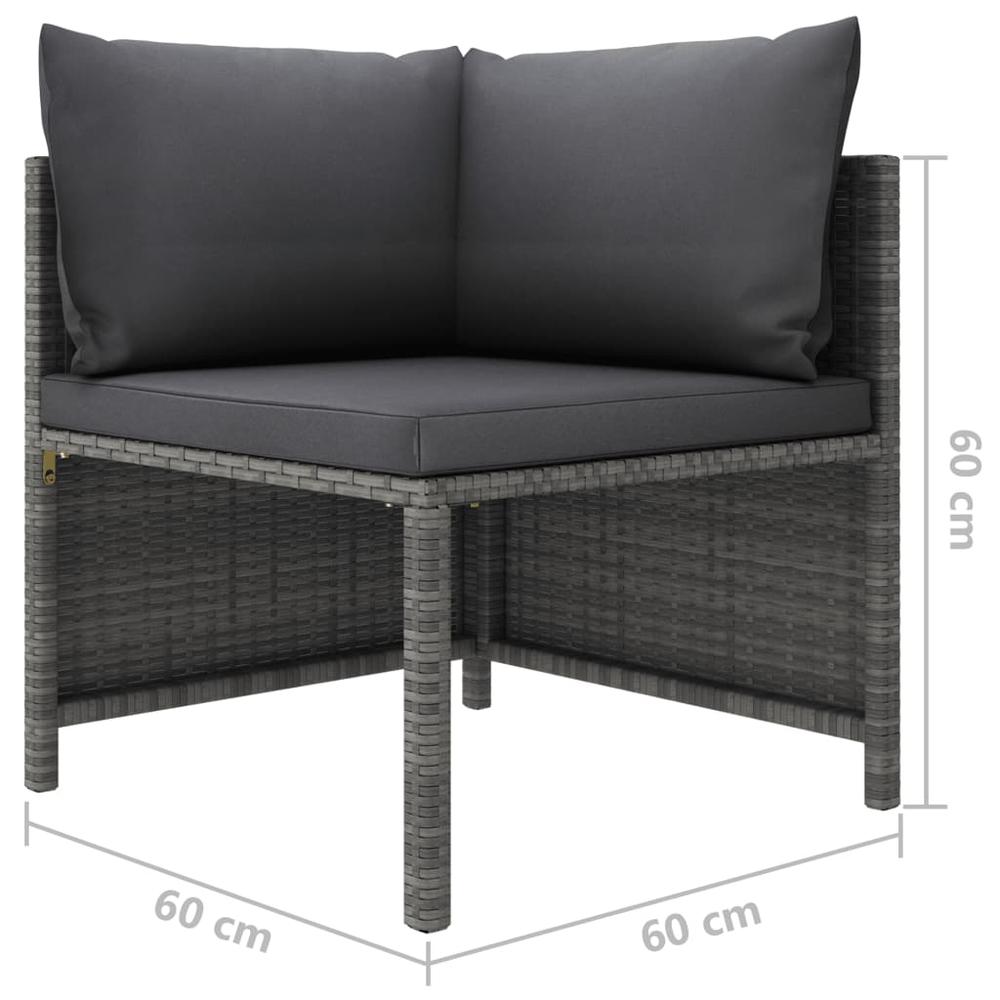 vidaXL 2-Seater Patio Sofa with Cushions Gray Poly Rattan, 313498. Picture 6