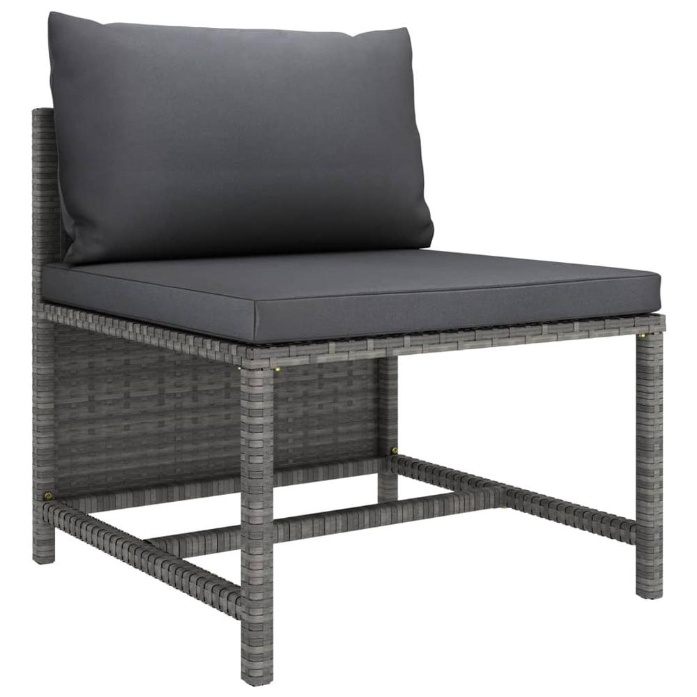 vidaXL 4-Seater Patio Sofa with Cushions Gray Poly Rattan, 313501. Picture 5