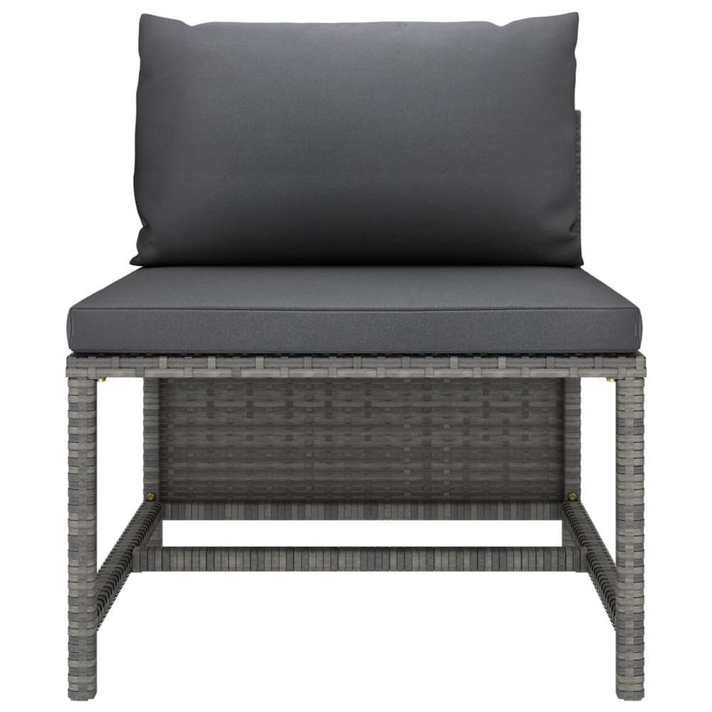 vidaXL 4-Seater Patio Sofa with Cushions Gray Poly Rattan, 313501. Picture 7