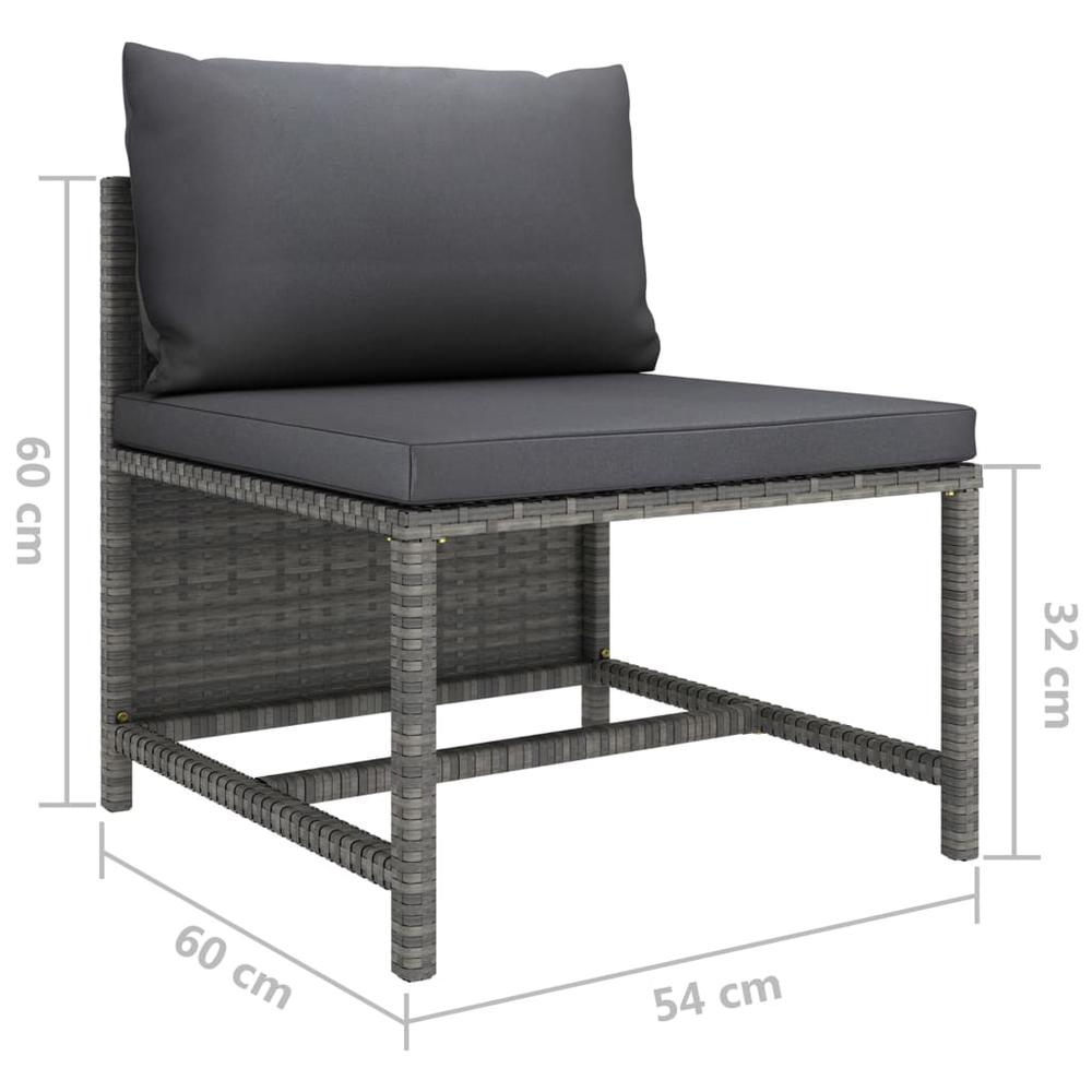 vidaXL 4-Seater Patio Sofa with Cushions Gray Poly Rattan, 313501. Picture 10