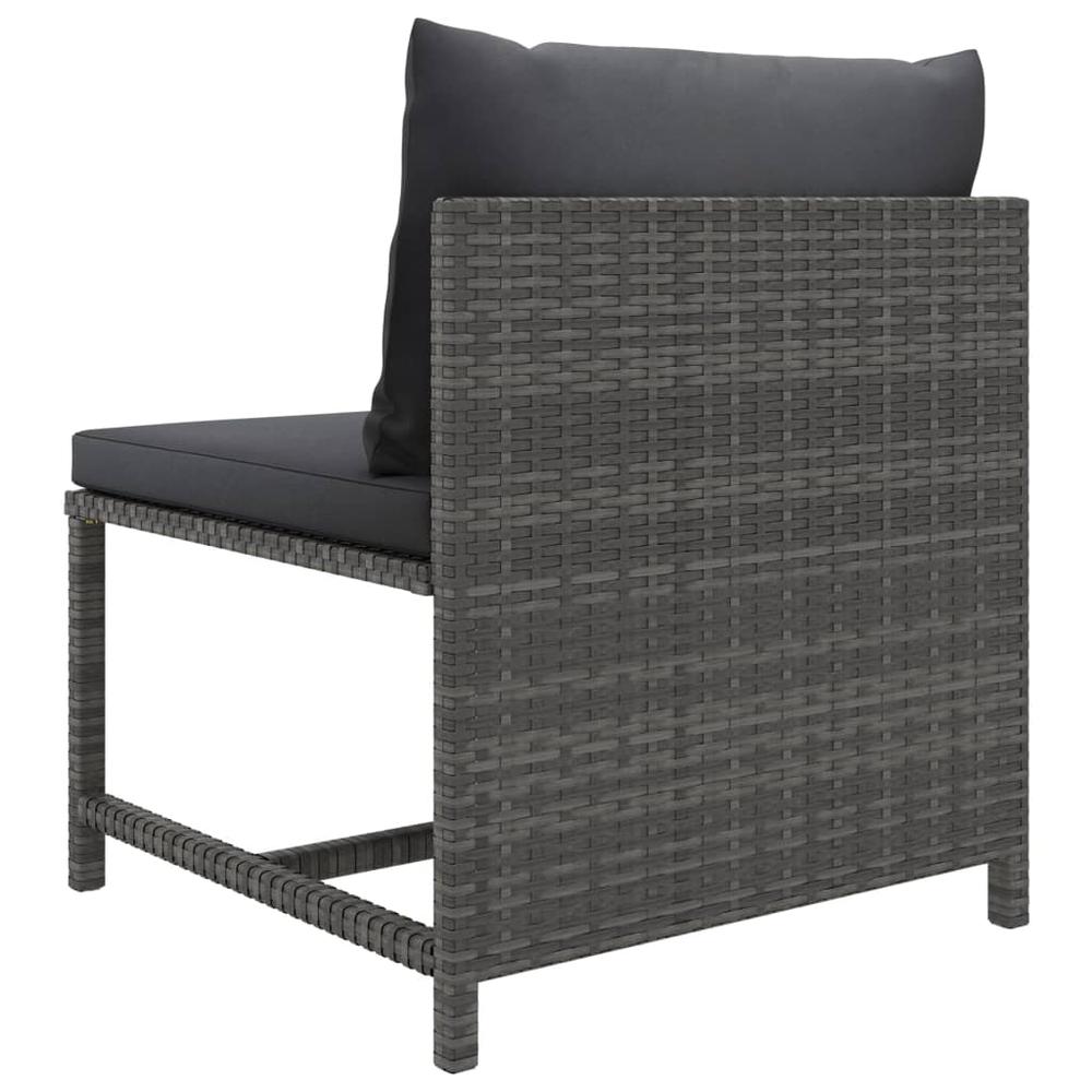 vidaXL 4 Piece Patio Lounge Set with Cushions Poly Rattan Gray, 313502. Picture 7