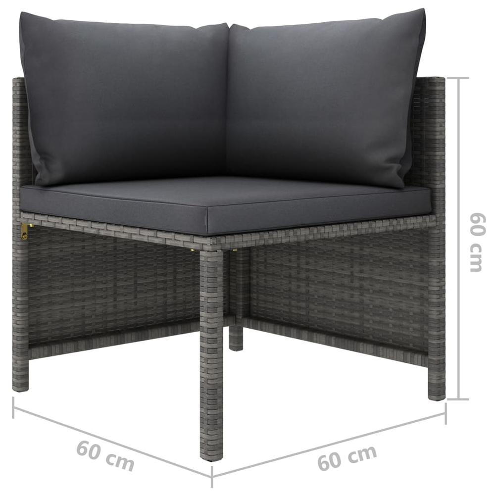 vidaXL 2 Piece Patio Sofa Set with Cushions Gray Poly Rattan. Picture 6